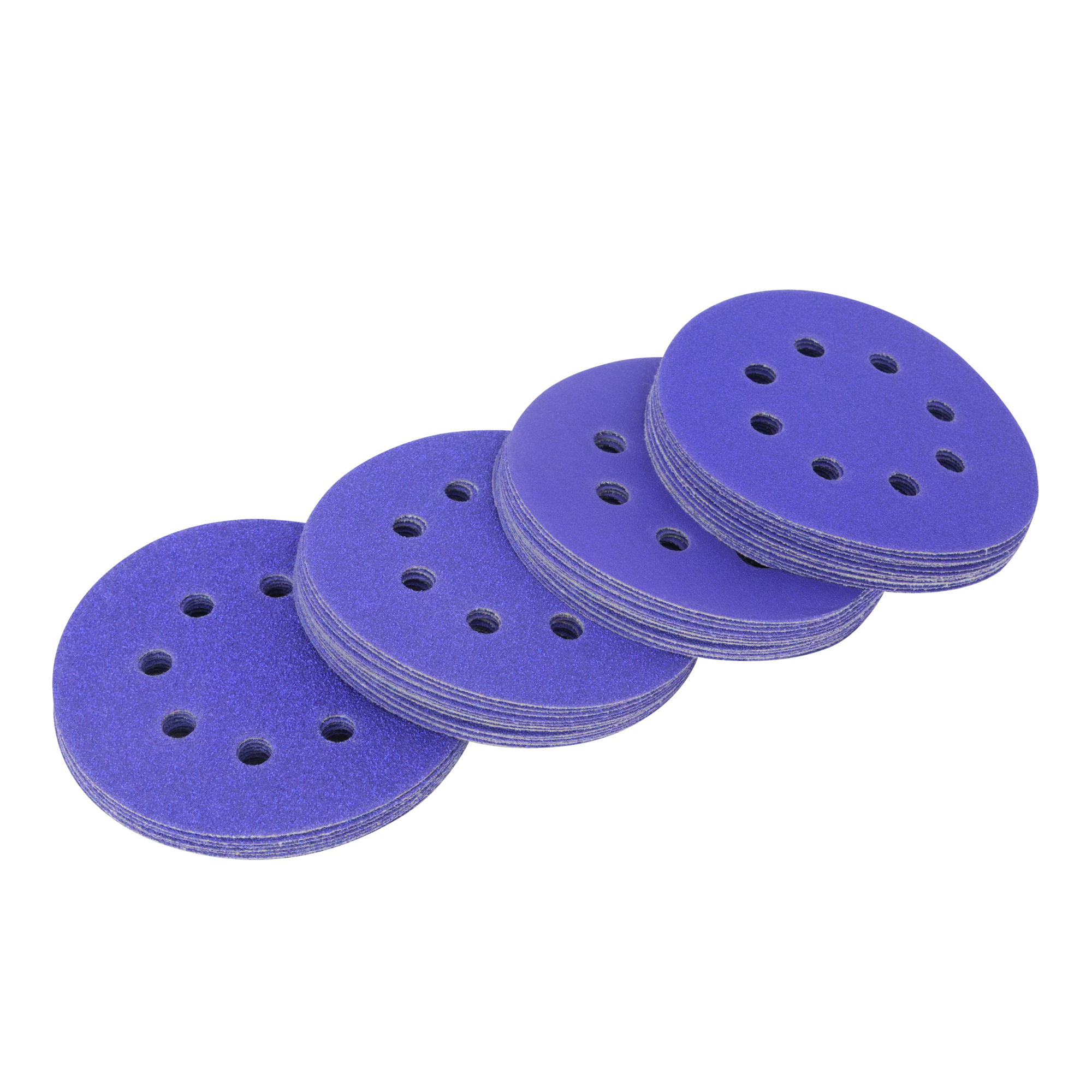SPYDER Ceramic Sanding Disc Set, 50-Pc., 5in., 8-Hole, Hook-and-Loop, 60/80/120/180 Grit, Model# 500098